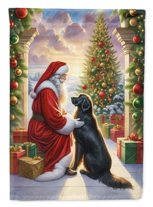 Flat-Coated Retriever and Santa Claus Garden Flag - One Color / One Size - Home & Garden - Home Decor - Flags Banners &