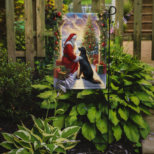 Flat-Coated Retriever and Santa Claus Garden Flag - One Color / One Size - Home & Garden - Home Decor - Flags Banners &