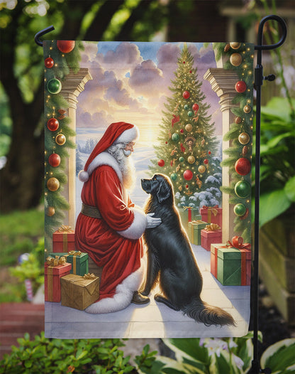 Flat-Coated Retriever and Santa Claus Garden Flag - One Color / One Size - Home & Garden - Home Decor - Flags Banners &