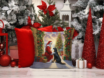 Flat-Coated Retriever and Santa Claus Throw Pillow - One Color / One Size - Home & Garden - Home Textile - Pillows