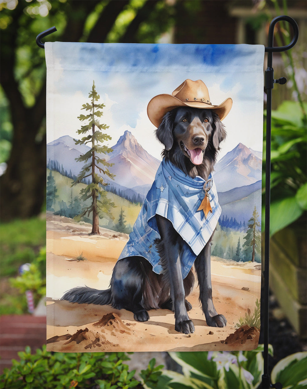 Flat-Coated Retriever Cowboy Welcome Garden Flag - One Color / One Size - Home & Garden - Home Decor - Flags Banners &