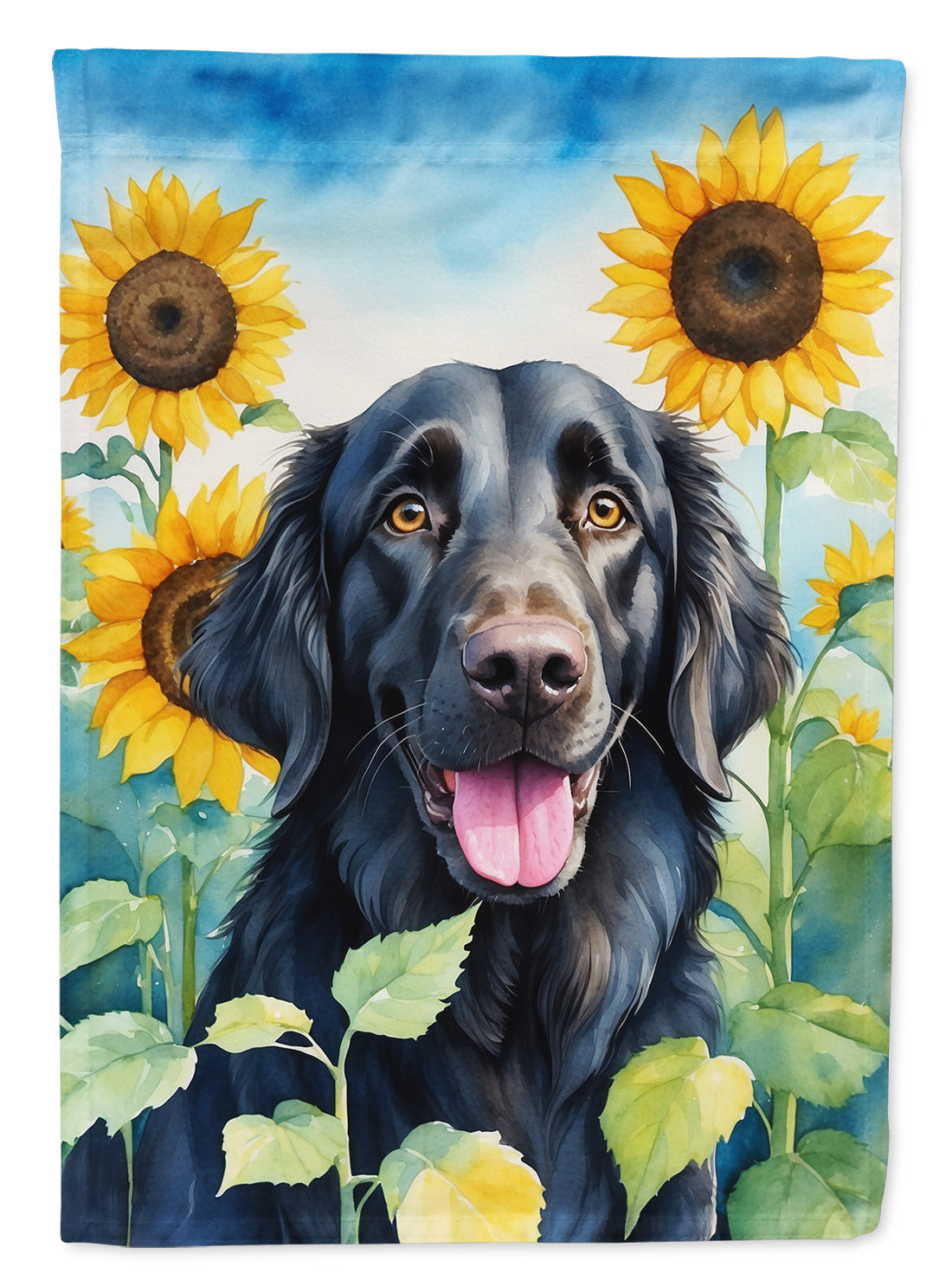 Flat-Coated Retriever in Sunflowers Garden Flag - One Color / One Size - Home & Garden - Home Decor - Flags Banners &