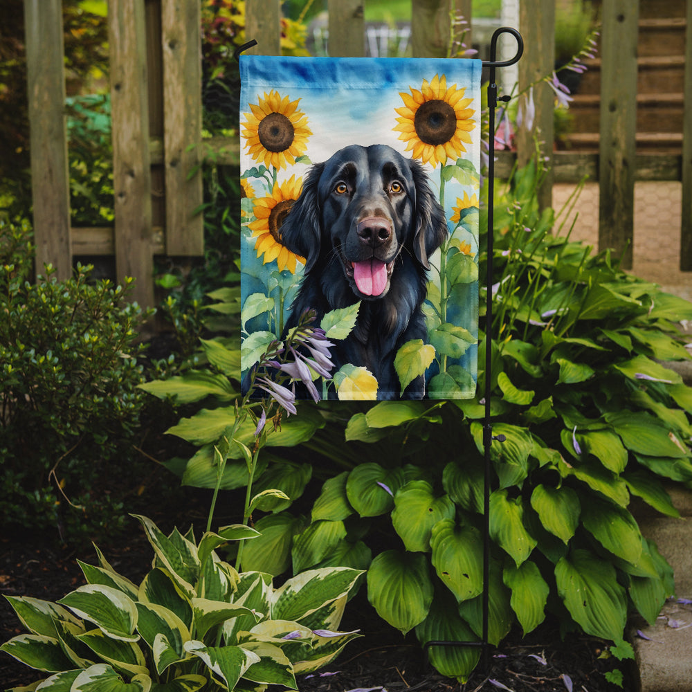 Flat-Coated Retriever in Sunflowers Garden Flag - One Color / One Size - Home & Garden - Home Decor - Flags Banners &
