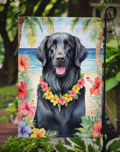 Flat-Coated Retriever Luau Garden Flag - One Color / One Size - Home & Garden - Home Decor - Flags Banners & Accessories