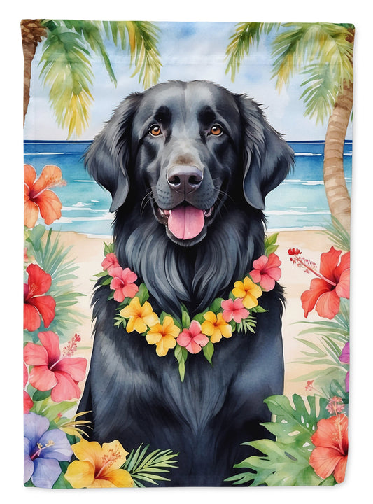 Flat-Coated Retriever Luau Garden Flag - One Color / One Size - Home & Garden - Home Decor - Flags Banners & Accessories