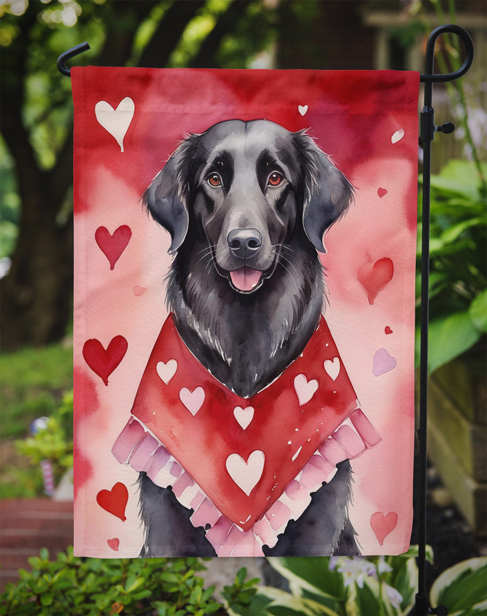 Flat-Coated Retriever My Valentine Garden Flag - One Color / One Size - Home & Garden - Home Decor - Flags Banners &
