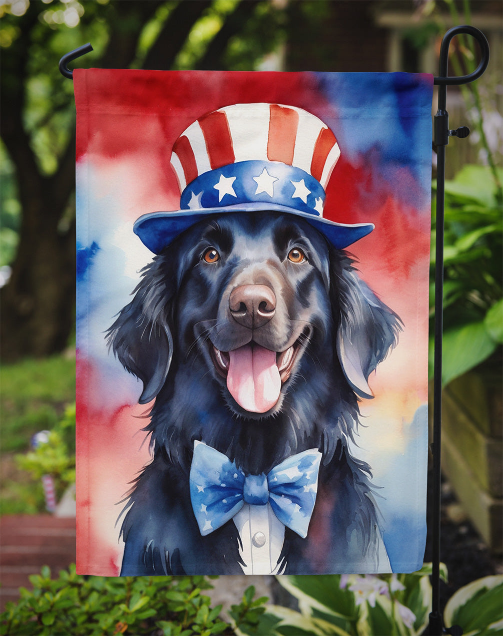 Flat-Coated Retriever Patriotic American Garden Flag - One Color / One Size - Home & Garden - Home Decor - Flags