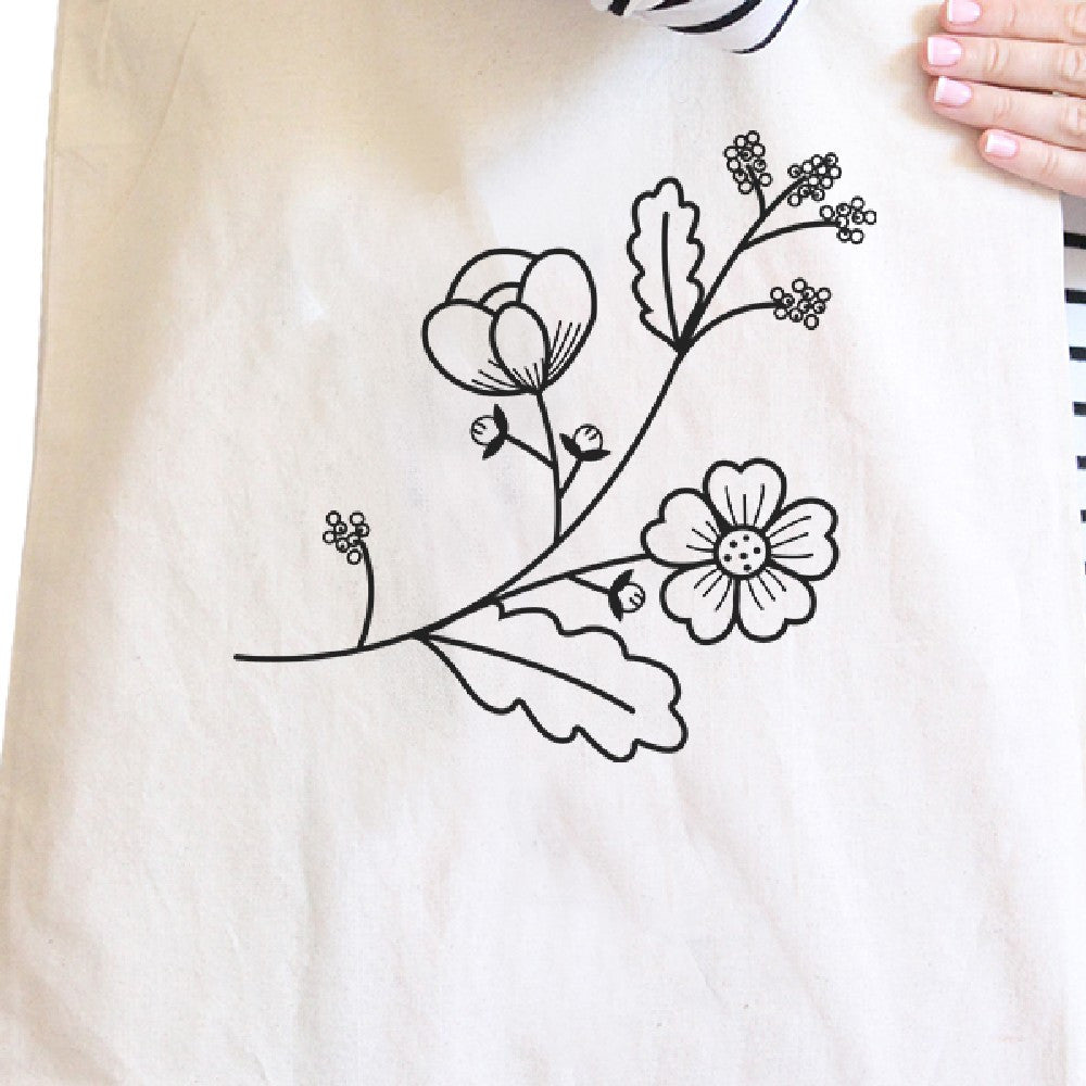 Flower Natural Canvas Tote Bag Lovely Design Gift Ideas for Friends - One Color / One Size - Bags & Luggage - Women’s
