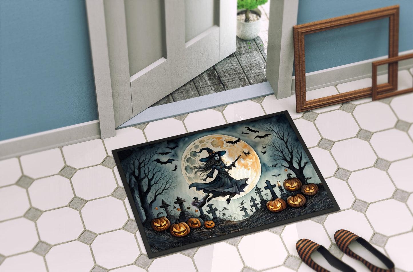 Flying Witch Spooky Halloween Doormat - One Color / One Size - Home & Garden - Home Textile - Carpets & Rugs