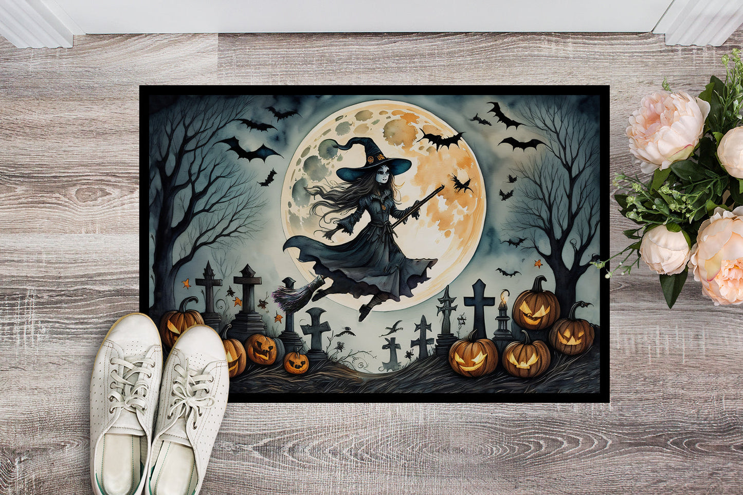 Flying Witch Spooky Halloween Doormat - One Color / One Size - Home & Garden - Home Textile - Carpets & Rugs