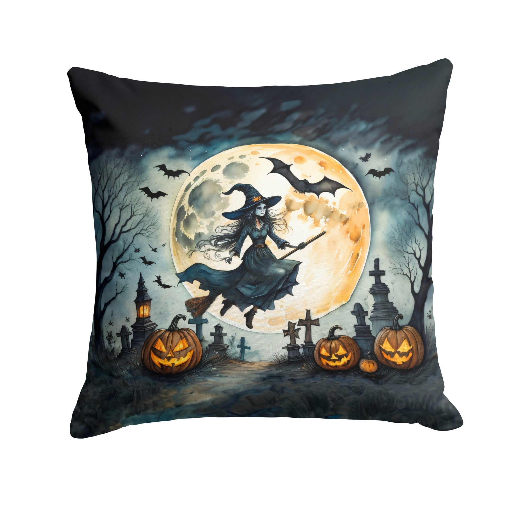 Flying Witch Spooky Halloween Throw Pillow - One Color / One Size - Home & Garden - Home Textile - Pillows