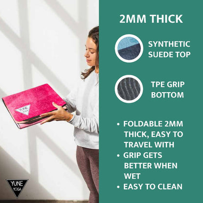 Foldable Suede Yoga Mat Ataraxy Yune Yoga Travel Mat - One Color / One Size - Sports & Entertainment - Fitness & Body