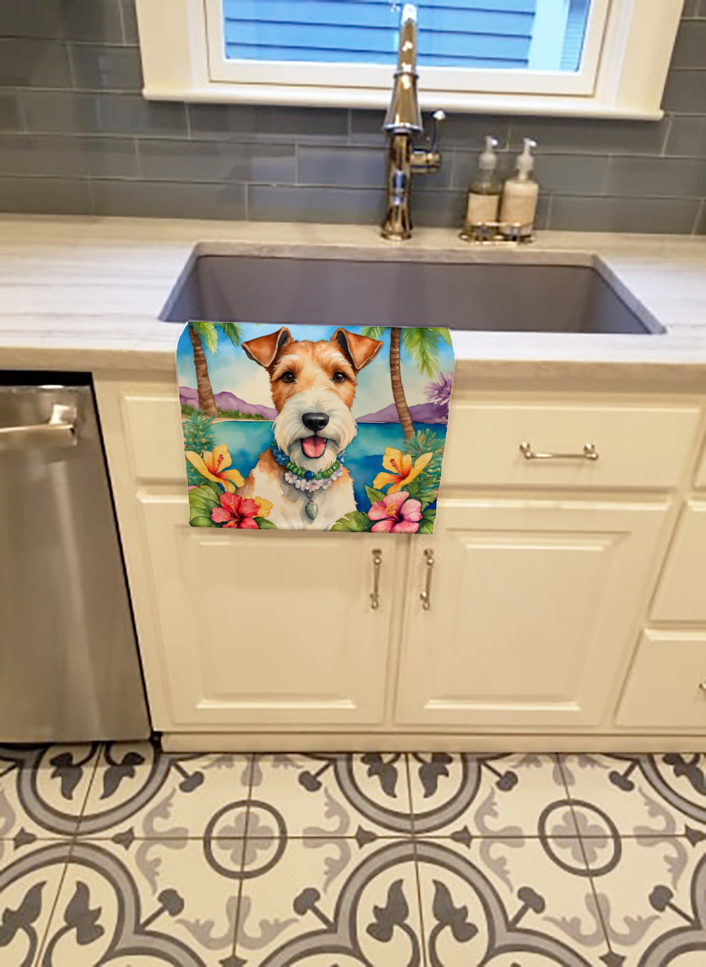 Fox Terrier Luau Kitchen Towel - One Color / One Size - Home & Garden - Home Textile - Towels