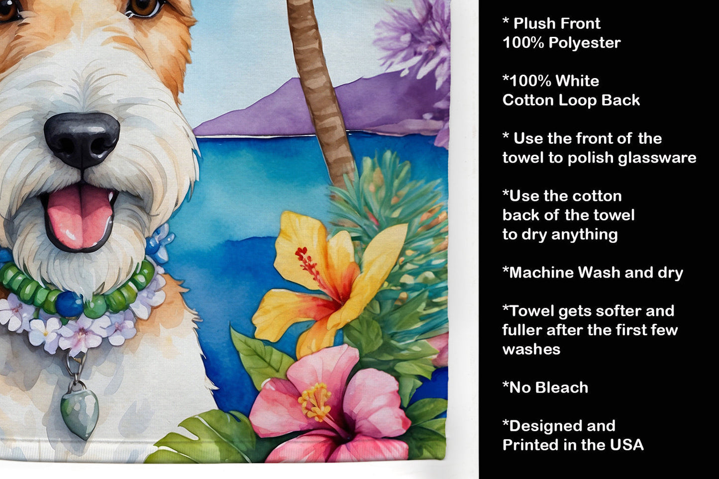 Fox Terrier Luau Kitchen Towel - One Color / One Size - Home & Garden - Home Textile - Towels