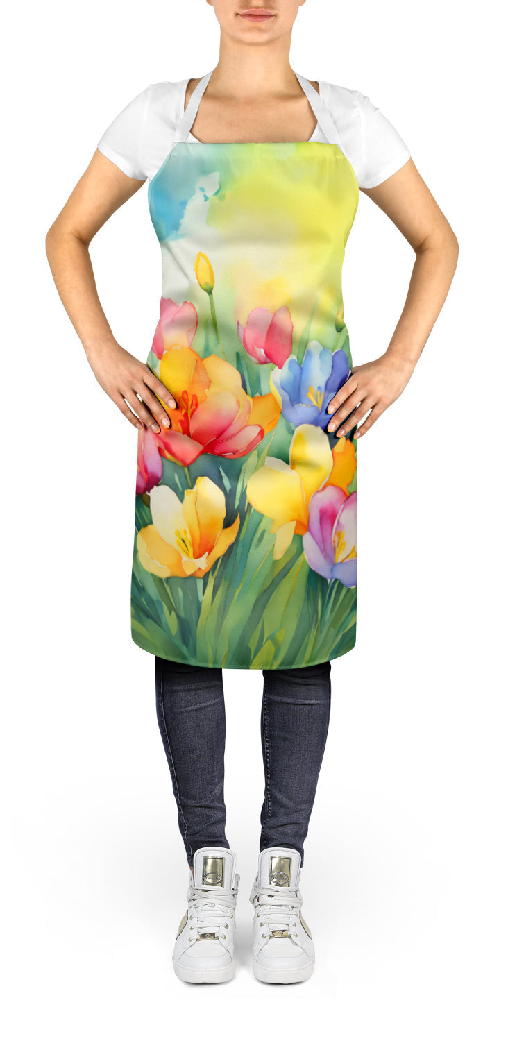 Freesias in Watercolor Apron - One Color / One Size - Home & Garden - Kitchen Dining & Bar - Table Decoration &