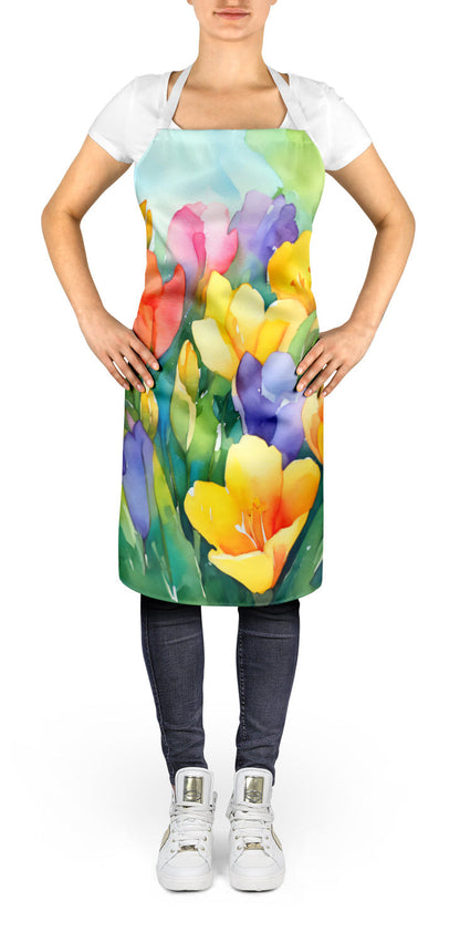 Freesias in Watercolor Apron - One Color / One Size - Home & Garden - Kitchen Dining & Bar - Table Decoration &