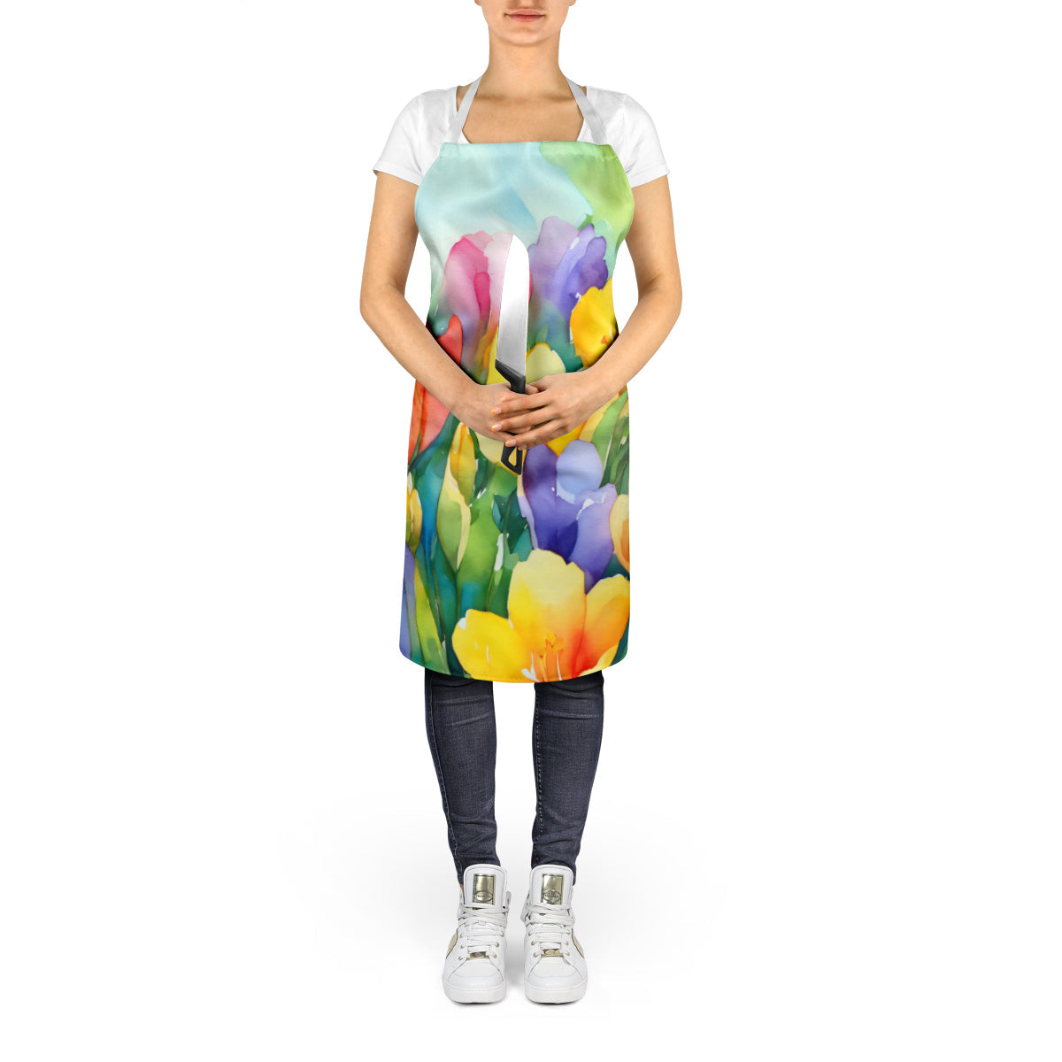 Freesias in Watercolor Apron - One Color / One Size - Home & Garden - Kitchen Dining & Bar - Table Decoration &