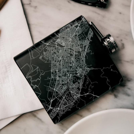 Fremont - California Map Hip Flask in Matte Black - Drinkware