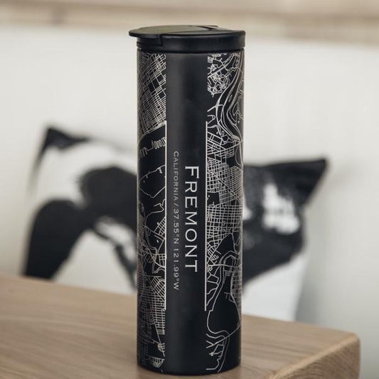 Fremont - California Map Tumbler in Matte Black - Drinkware