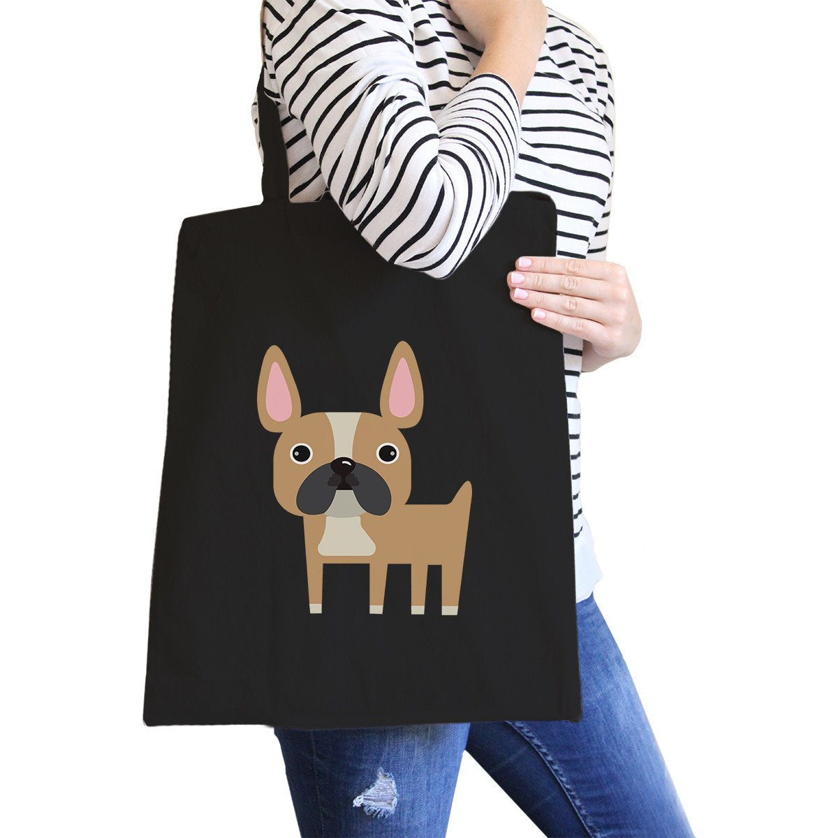 French Bulldog Black Canvas Bag for French Bulldog Owner Tote Bags - One Color / One Size - Bags & Luggage - Women’s