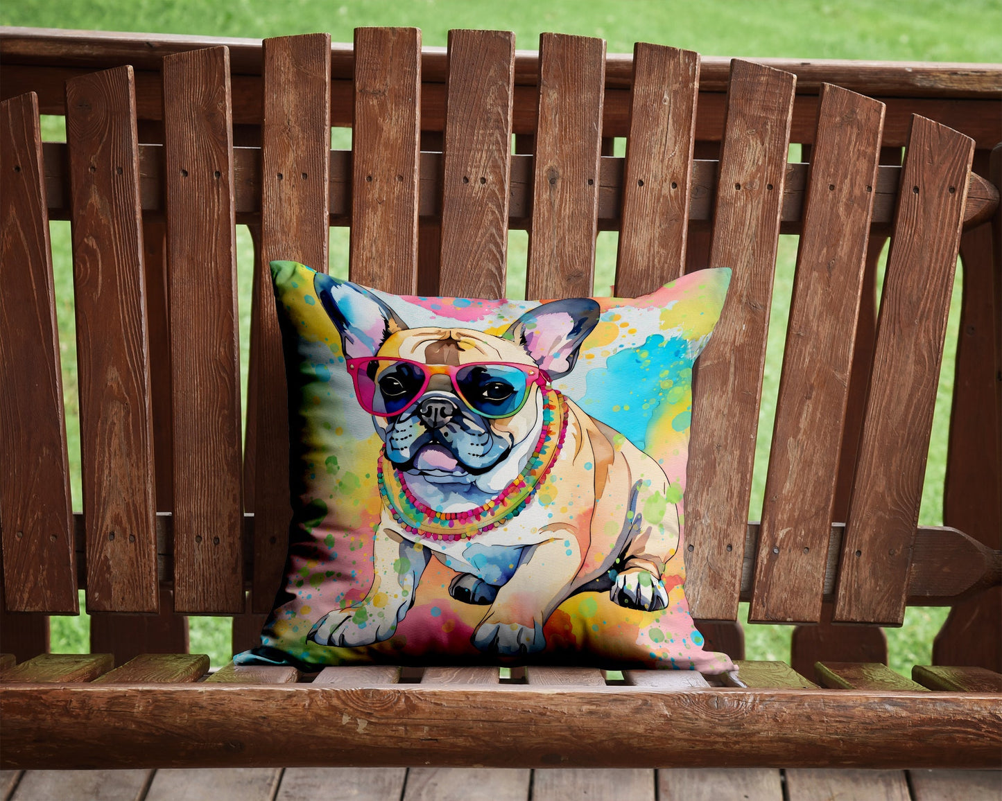 French Bulldog Hippie Dawg Throw Pillow - One Color / One Size - Home & Garden - Home Textile - Pillows