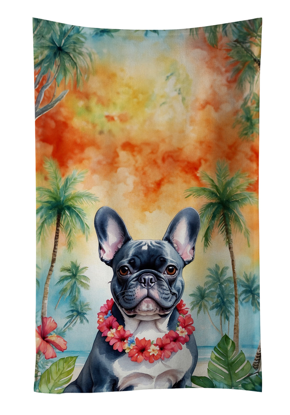 French Bulldog Luau Kitchen Towel - One Color / One Size - Home & Garden - Home Textile - Towels