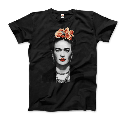 Frida Kahlo With Flowers Portrait Artwork T-Shirt - Men / Black / Small - Men’s Fashion - Men’s Clothing - Shirts