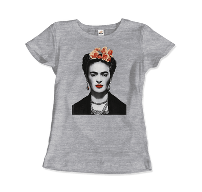 Frida Kahlo With Flowers Portrait Artwork T-Shirt - Women / Heather Grey / Small - Men’s Fashion - Men’s Clothing