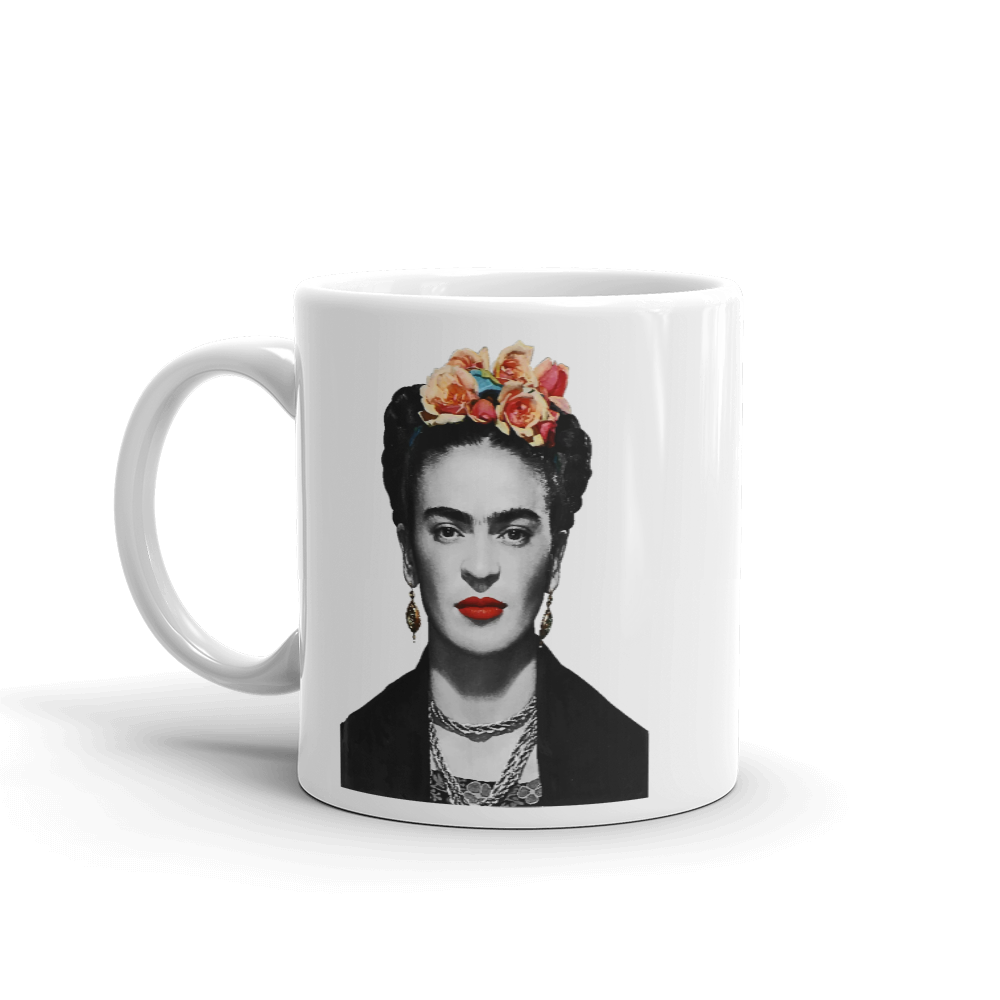 Frida Kahlo With Flowers Poster Artwork Mug - 11oz (325mL) - Home & Garden - Kitchen Dining & Bar - Coffeeware
