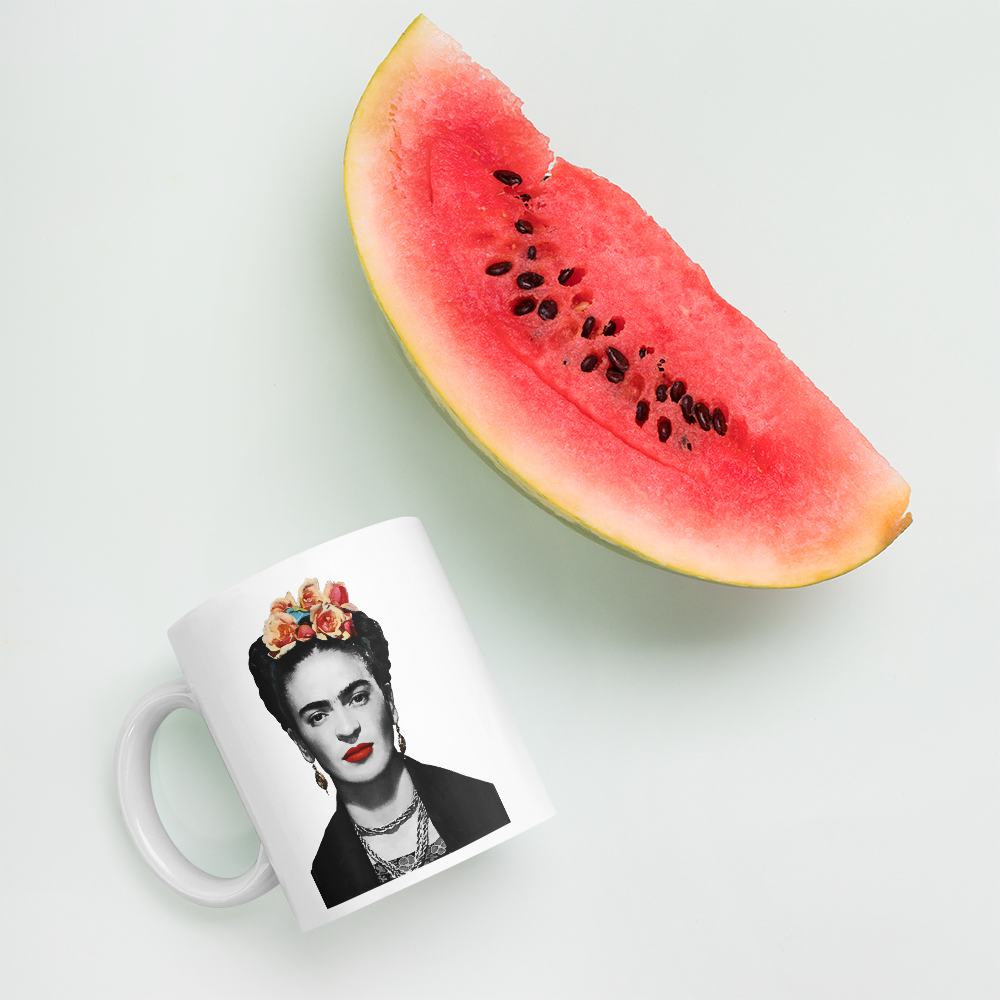 Frida Kahlo With Flowers Poster Artwork Mug - Home & Garden - Kitchen Dining & Bar - Coffeeware