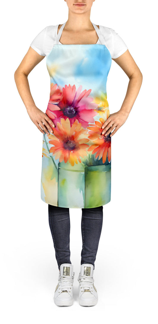 Gerbera Daisies in Watercolor Apron - One Color / One Size - Home & Garden - Kitchen Dining & Bar - Table Decoration &