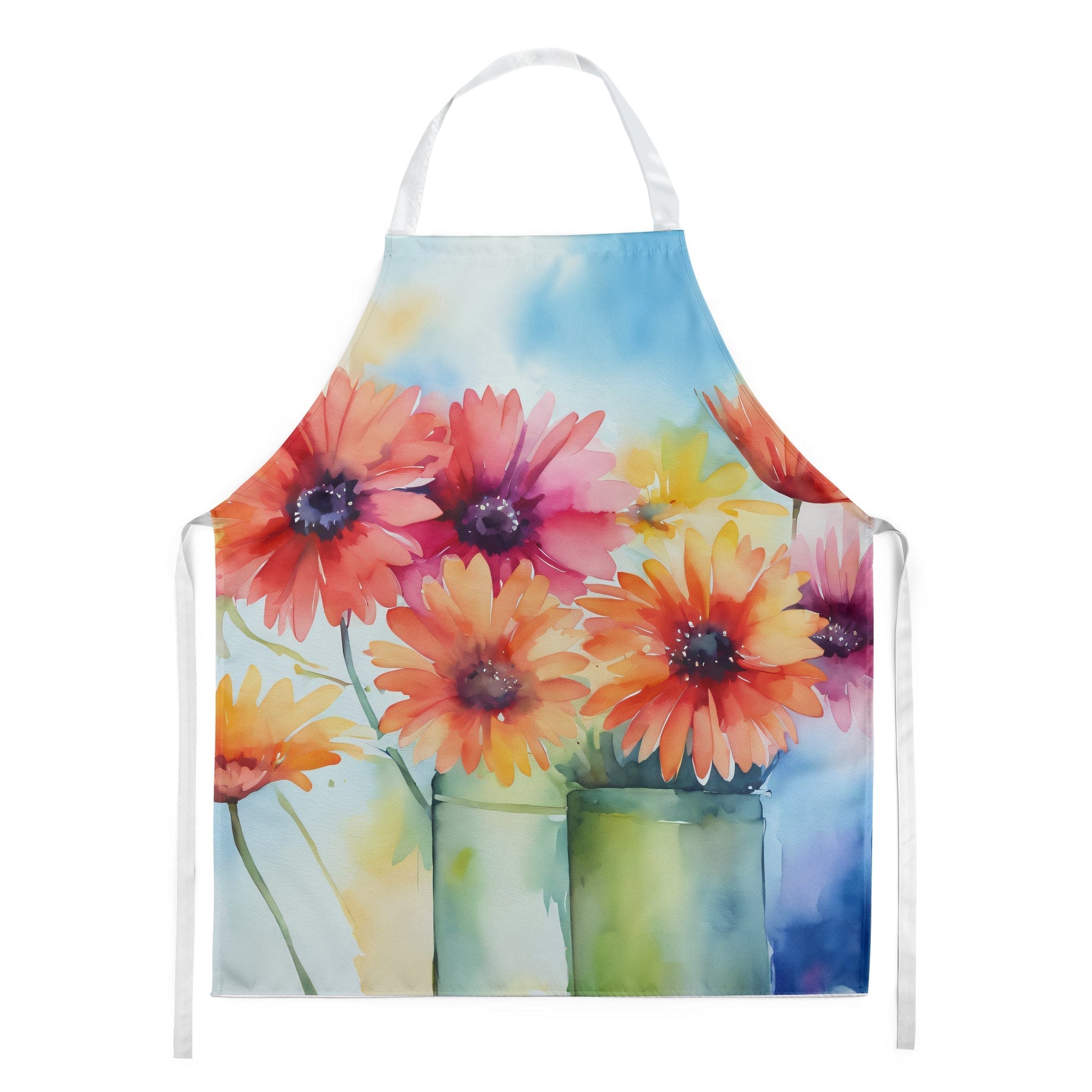 Gerbera Daisies in Watercolor Apron - One Color / One Size - Home & Garden - Kitchen Dining & Bar - Table Decoration &