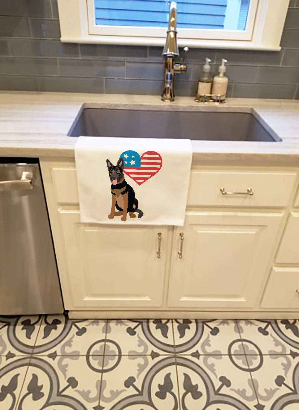 German Shepherd Bicolor Patriotic Kitchen Towel Set of 2 - One Color / One Size - Home & Garden - Home Textile - Towels