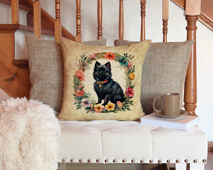 German Spitz and Flowers Throw Pillow - One Color / One Size - Home & Garden - Home Textile - Pillows