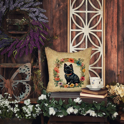 German Spitz and Flowers Throw Pillow - One Color / One Size - Home & Garden - Home Textile - Pillows