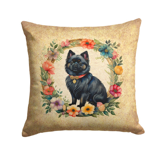 German Spitz and Flowers Throw Pillow - One Color / One Size - Home & Garden - Home Textile - Pillows
