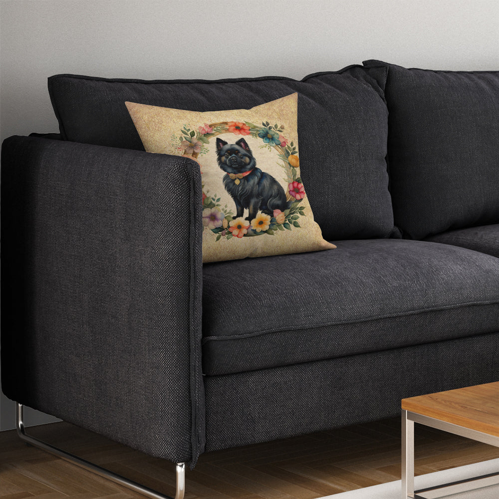 German Spitz and Flowers Throw Pillow - One Color / One Size - Home & Garden - Home Textile - Pillows