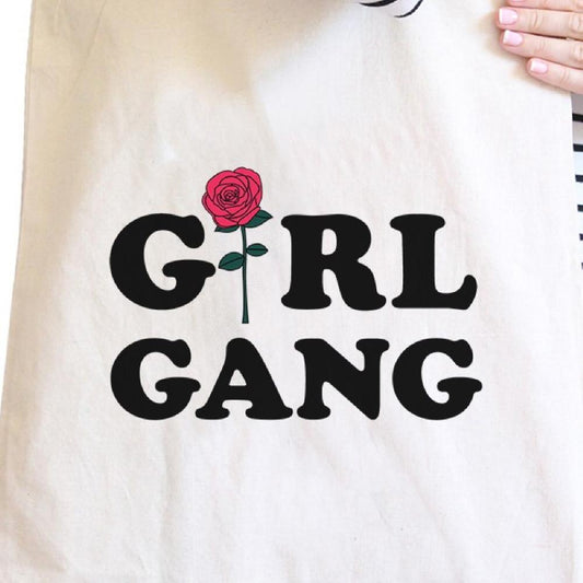 Girl Gang Rose Natural Canvas Bags Tote Bag Gift for Girlfriend - One Color / One Size - Bags & Luggage - Women’s Bags