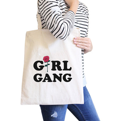 Girl Gang Rose Natural Canvas Bags Tote Bag Gift for Girlfriend - One Color / One Size - Bags & Luggage - Women’s Bags