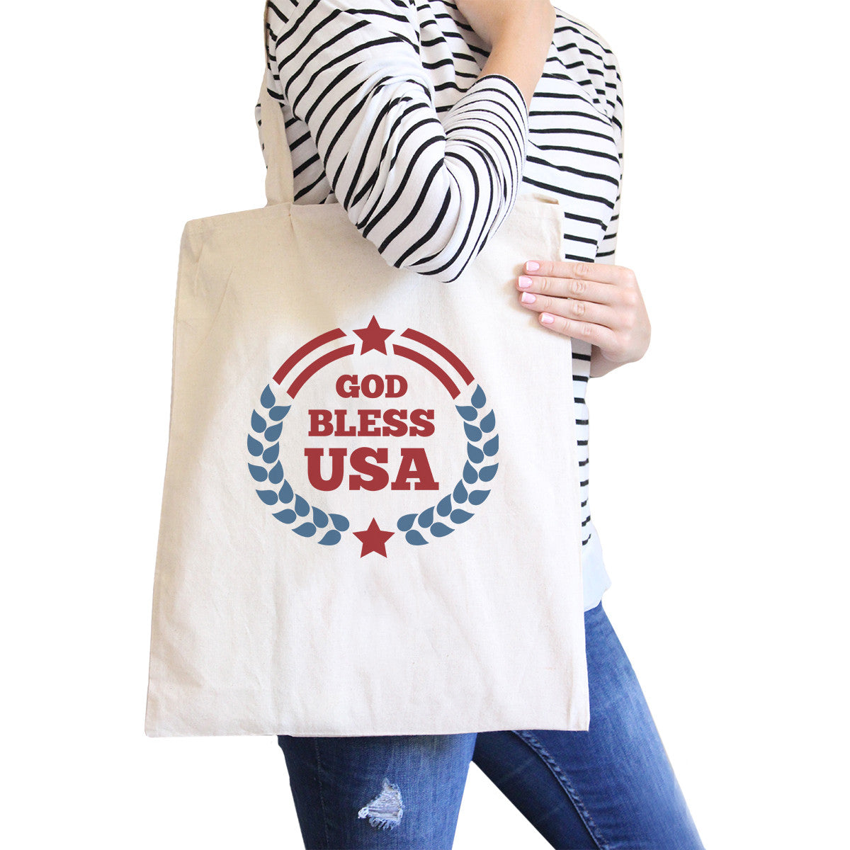 God Bless USA Natural Eco-Friendly Canvas Tote Bag Canvas Tote Bag - One Color / One Size - Bags & Luggage - Women’s