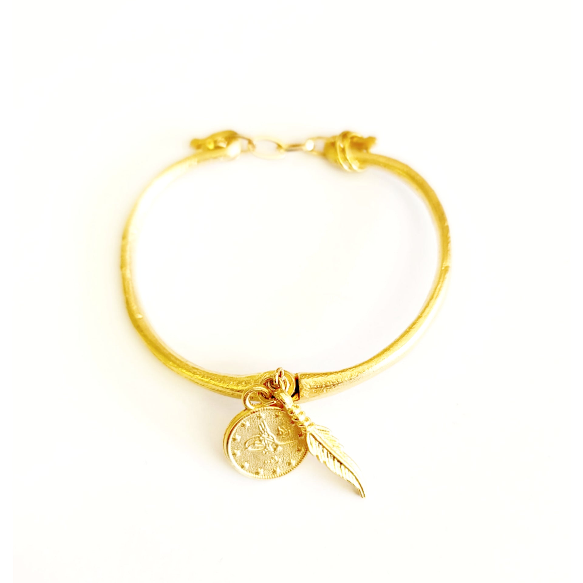 Gold Bangles - Coin Feather - Jewelry & Accessories - Bracelets & Bangles - Bangles