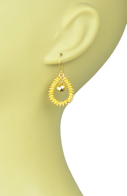 Gold Pyrite Drop Hoop Earrings - One Color / One Size - Jewelry & Accessories - Earrings