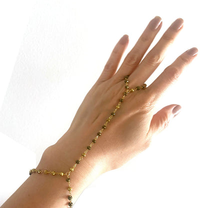 Golden and Bronze Pyrite Hand Chain Bracelet - One Color / One Size - Jewelry & Accessories - Bracelets & Bangles