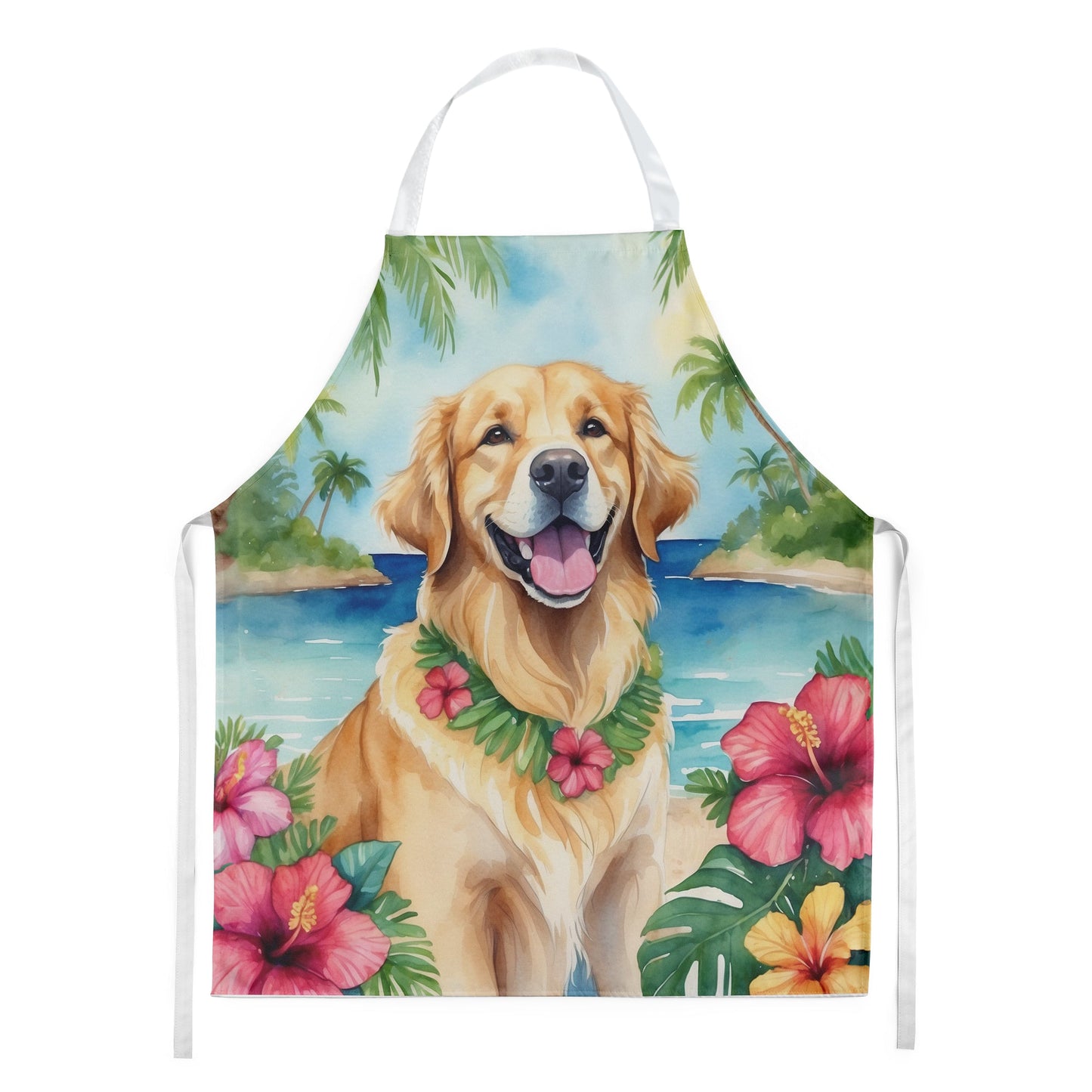 Golden Retriever Luau Apron - One Color / One Size - Home & Garden - Kitchen Dining & Bar - Table Decoration &