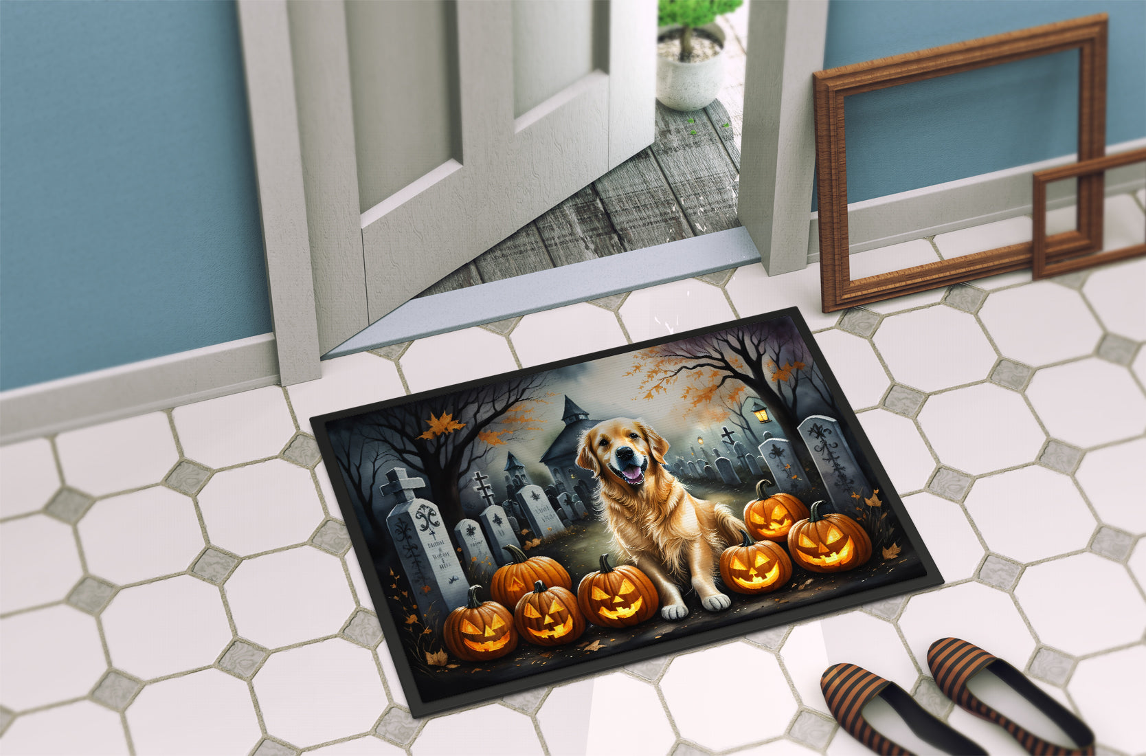 Golden Retriever Spooky Halloween Doormat - One Color / One Size - Home & Garden - Home Textile - Carpets & Rugs