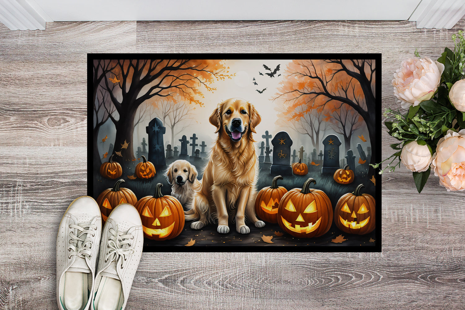 Golden Retriever Spooky Halloween Doormat - One Color / One Size - Home & Garden - Home Textile - Carpets & Rugs