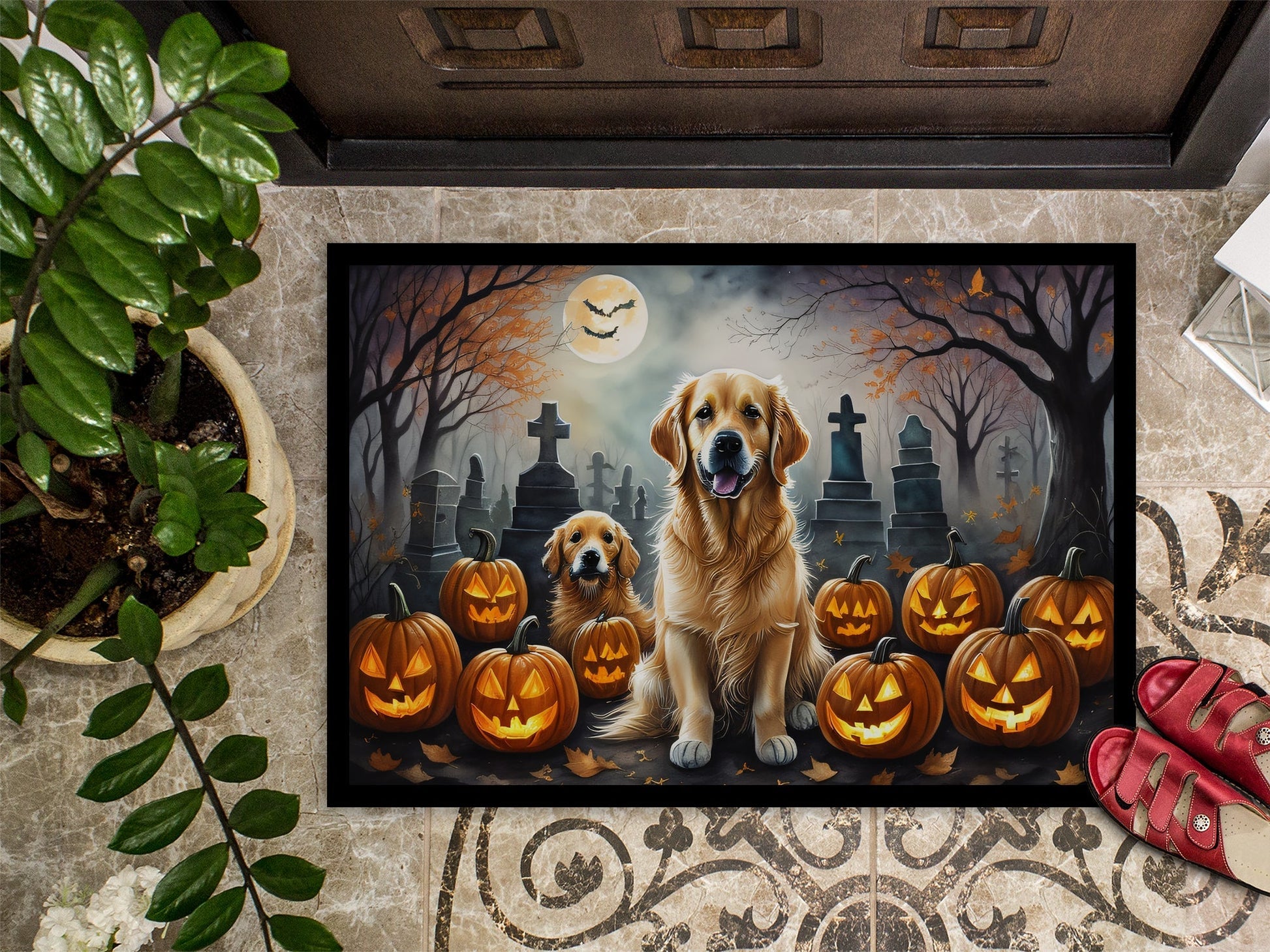 Golden Retriever Spooky Halloween Doormat - One Color / One Size - Home & Garden - Home Textile - Carpets & Rugs