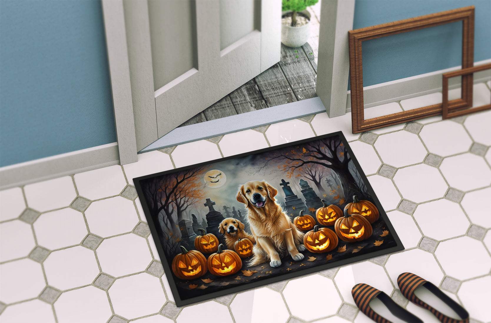 Golden Retriever Spooky Halloween Doormat - One Color / One Size - Home & Garden - Home Textile - Carpets & Rugs