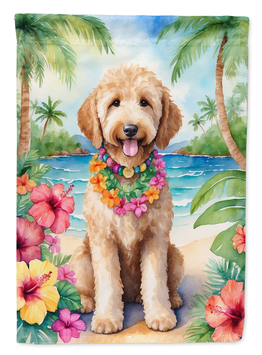 Goldendoodle Luau Garden Flag - One Color / One Size - Home & Garden - Home Decor - Flags Banners & Accessories