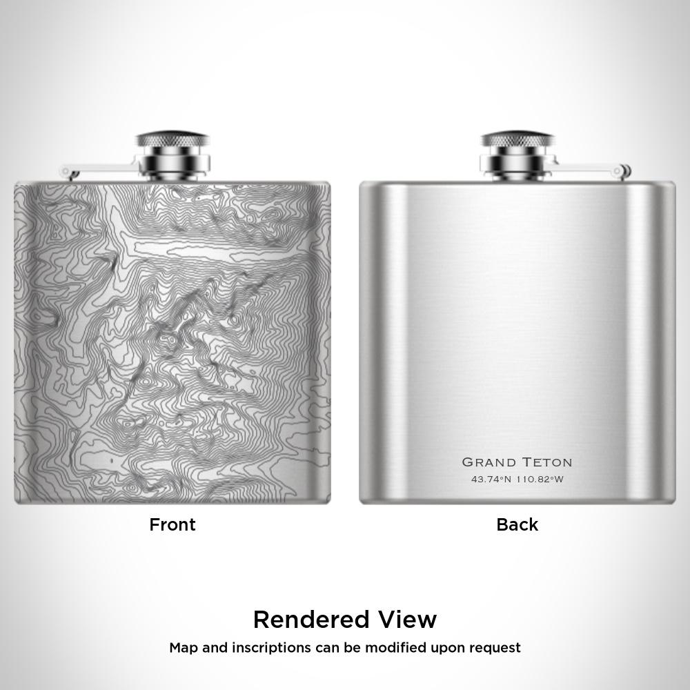 Grand Teton National Park - Wyoming Map Hip Flask - Drinkware